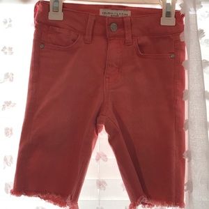 Girls Peach Denim Shorts
